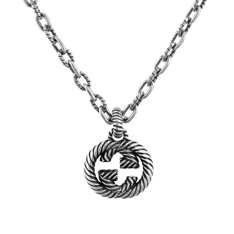 gucci interlocking g sterling silver flower necklace|Gucci interlocking g heart necklace.